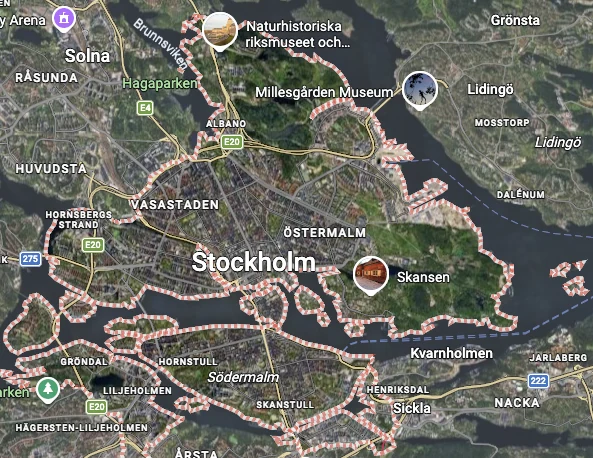Karta över Stockholm med omnejd